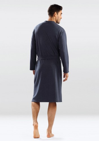 Ross Michaels - Men's Jersey Knit Bathrobe With Contrast Piping - Large/x  Large, Navy : Target